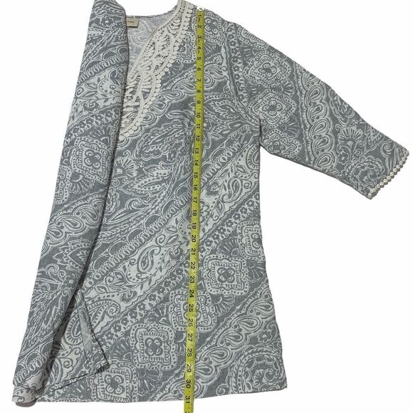 JONES Ny Gray Paisley Floral Lace Blouse 0x - Picture 8 of 12